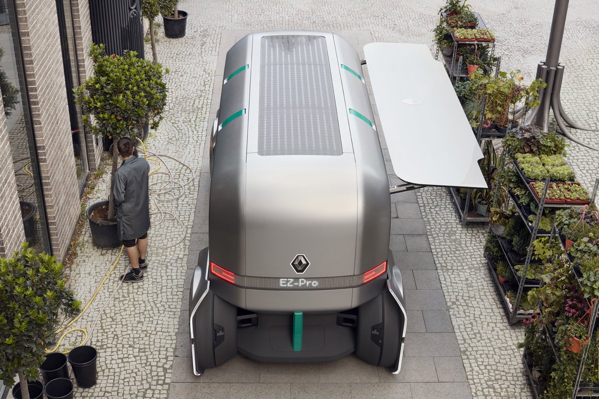 renaultgroup's tweet photo. #IAA18 | To sum up, #RenaultEZPRO explores our vision of what #LastMileDelivery could look like: 
an #electric, connected, #autonomous and modular #robovehicle, meant for a full range of needs.
Find out more ▶️https://t.co/qnJqFOHxyV
#INNOVATIONbyRenault https://t.co/iP0Ep5dOsX
