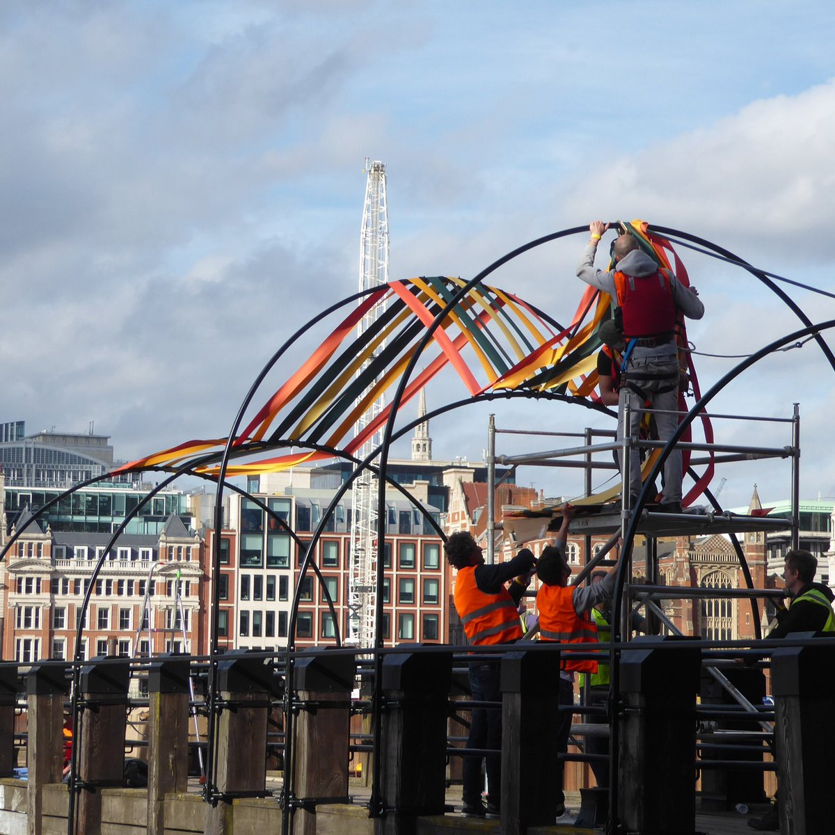 allycscb's tweet photo. Looking forward to the opening of #designevery #designjunction #LDF18 @OxoTowerWharf tonight. Felt for the installers of #gatewaytoinclusion yesterday as they battled the wind along the #riverthames https://t.co/Wi8SetnX9t