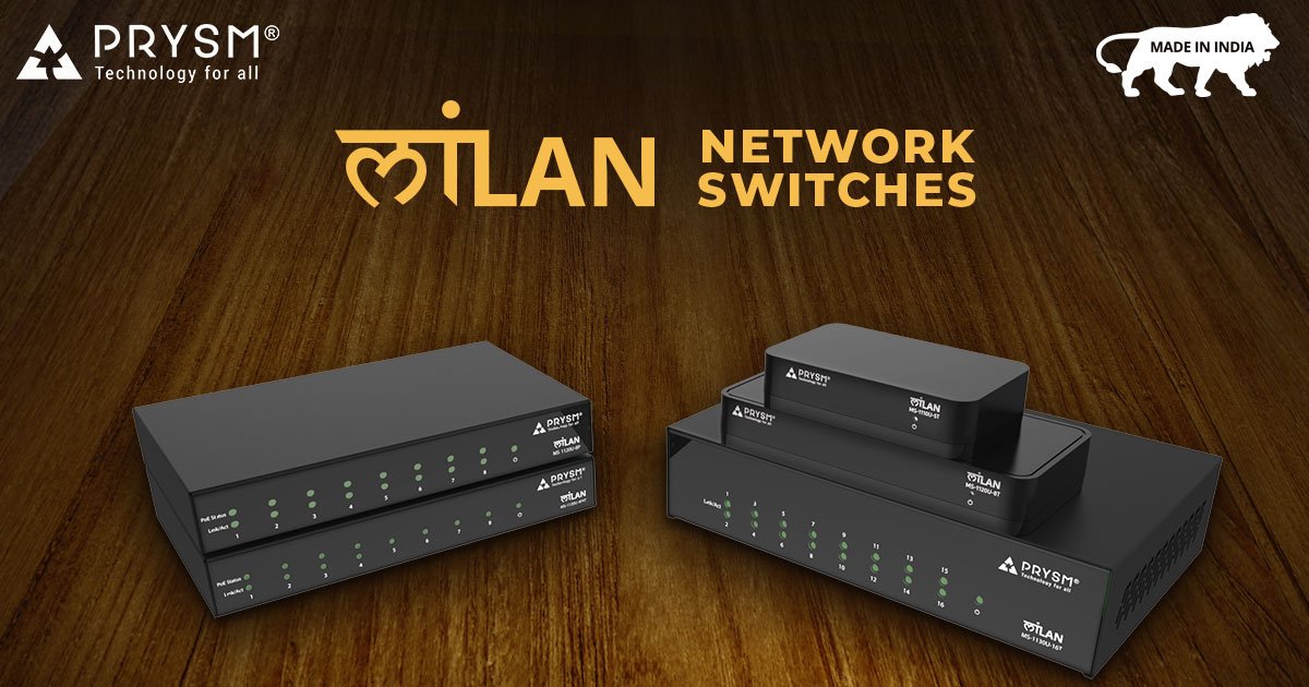 Prysm_Tech's tweet photo. Our new range of Made In India Network Switches to help you integrate is now available. You can place the order on Amazon now. Stay tuned for more details.
To place an order visit - https://t.co/WE4s8FKzWt
#MadeInIndia #DigitalIndia #NetworkSwitches https://t.co/qh356YV31U