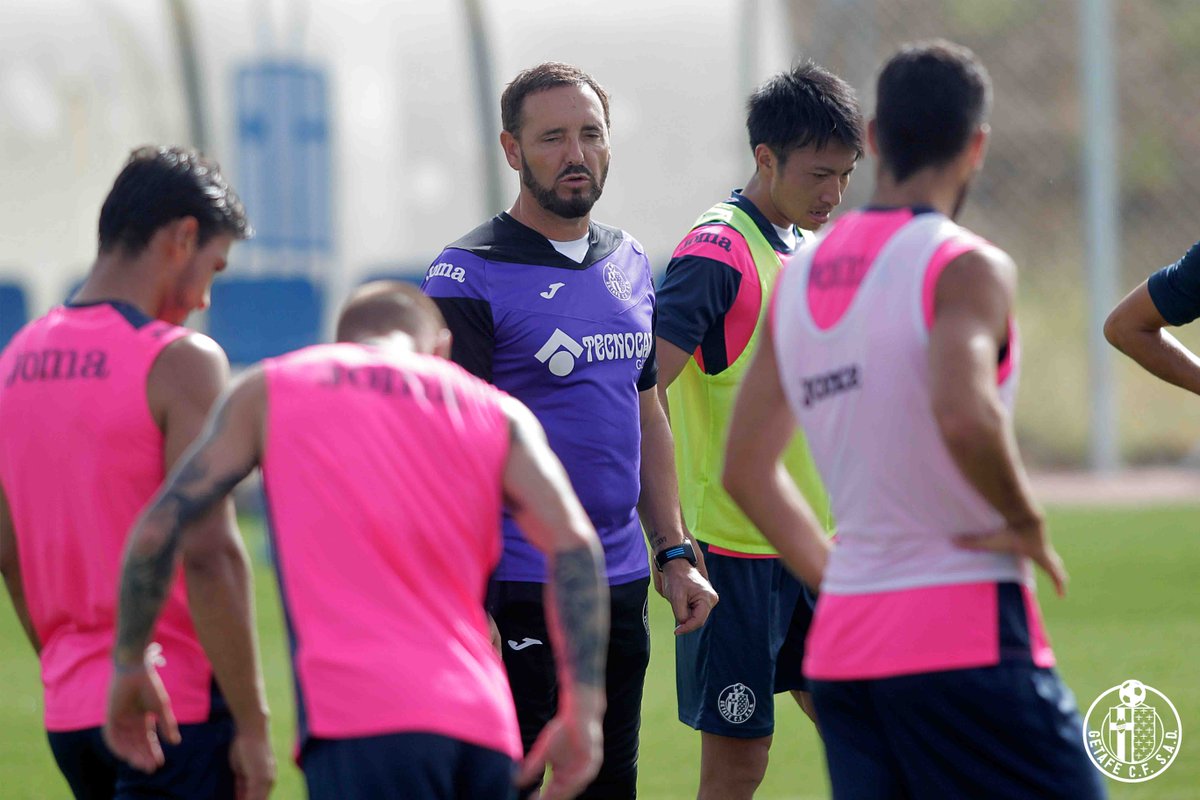 Bordalás, en una sesión del Getafe.