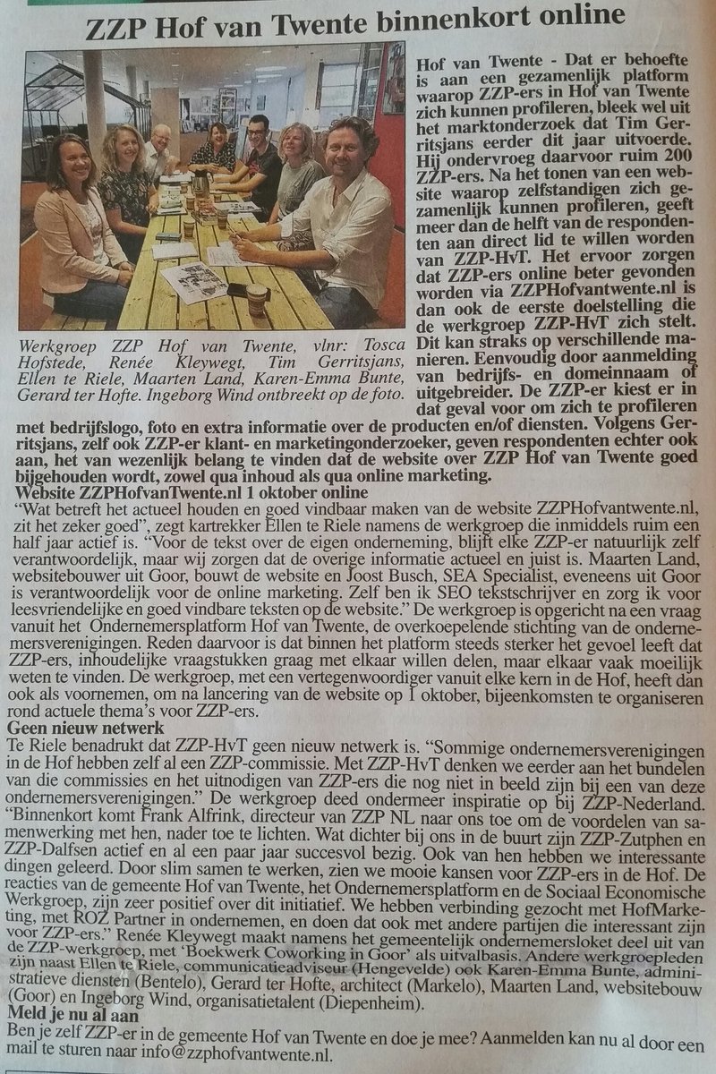 Voor alle ZZP-ers en eenmanszaken binnen Hof van Twente. Sluit je aan en maak gebruik van elkaars kennis en netwerk! Laat je zien, profileer je via het#zzp-platformHvT #HofvanTwente