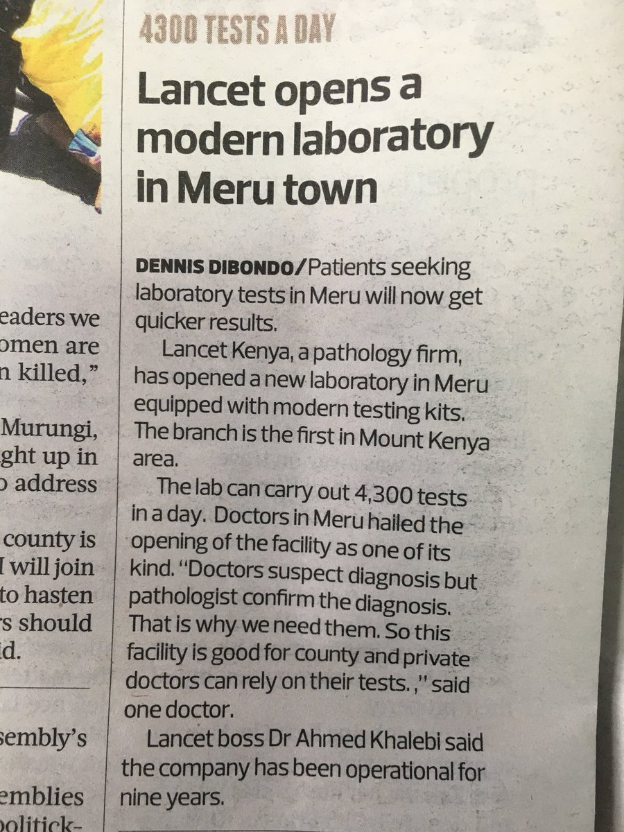 CerbaLancet_KE's tweet photo. Have you read the paper today?
Grab your copy of the Star Newspaper

Visit us in Meru at Co-operative Bank Building
#LancetinMeru 
#CibitariYaKuthimwoMirimo
#PathologyWithoutBorders https://t.co/qoUbUBqt4J
