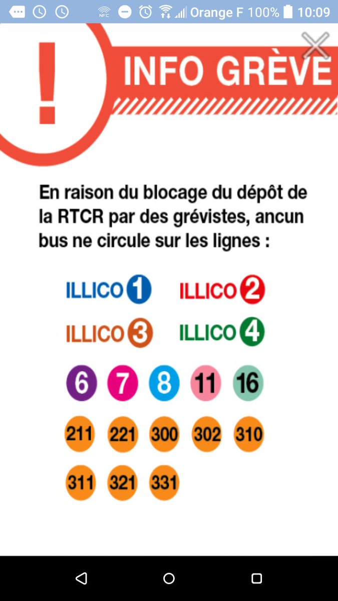 Blocage dépôt #RTCR. Aucun bus ne circule sur les lignes ILLICO 1, 2, 3, 4, L6, L7, L8, L11, L16. #LaRochelle
