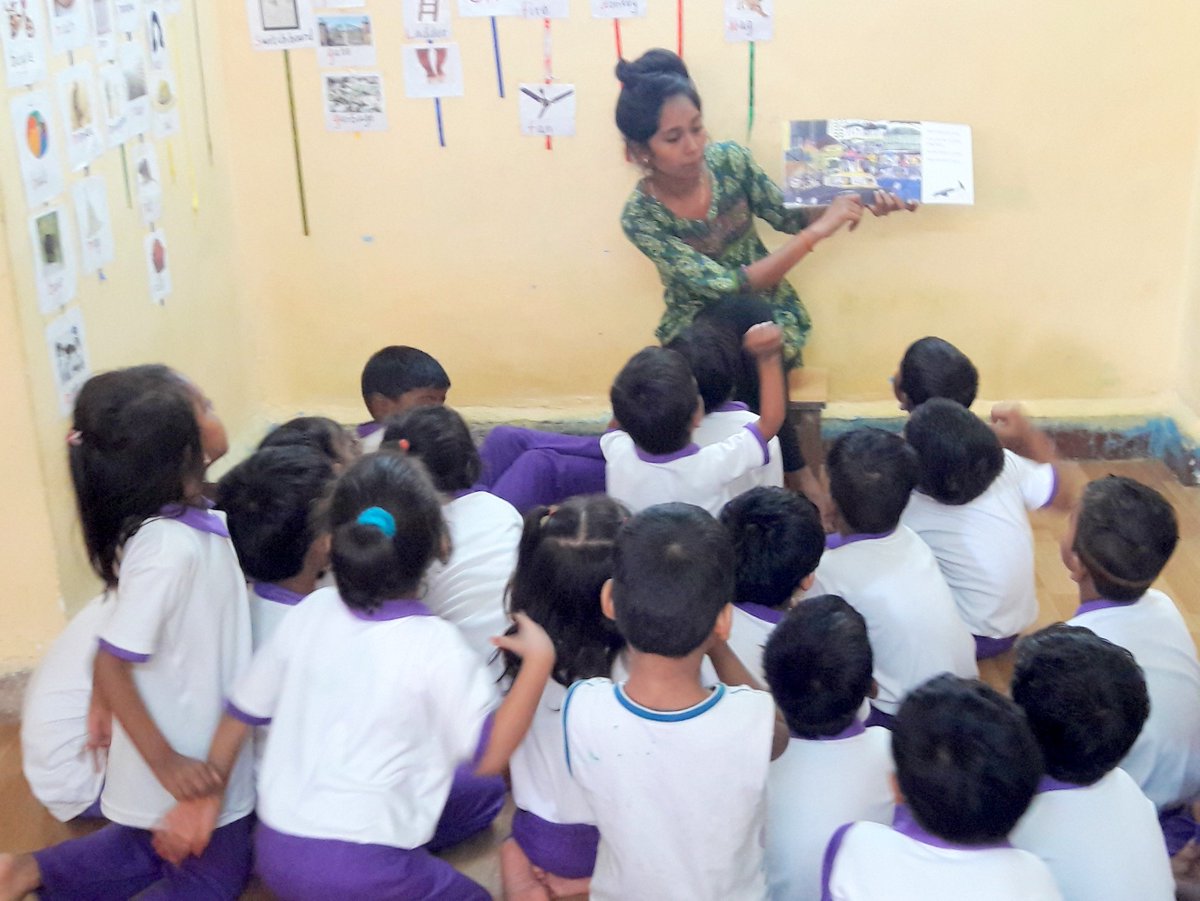 ApniShala's tweet photo. #Children #reading #SameersHouse, a #picturebook, to discuss what's similar/different in their homes from Sameer's. #Education #EducatioForAll #Kindergarten #SEL #SocialEmotionalLearning #SocialAwareness #ExperientialEducation #ConstructivistLearningTheory #WindowsAndMirrors https://t.co/NHGmReQc0X