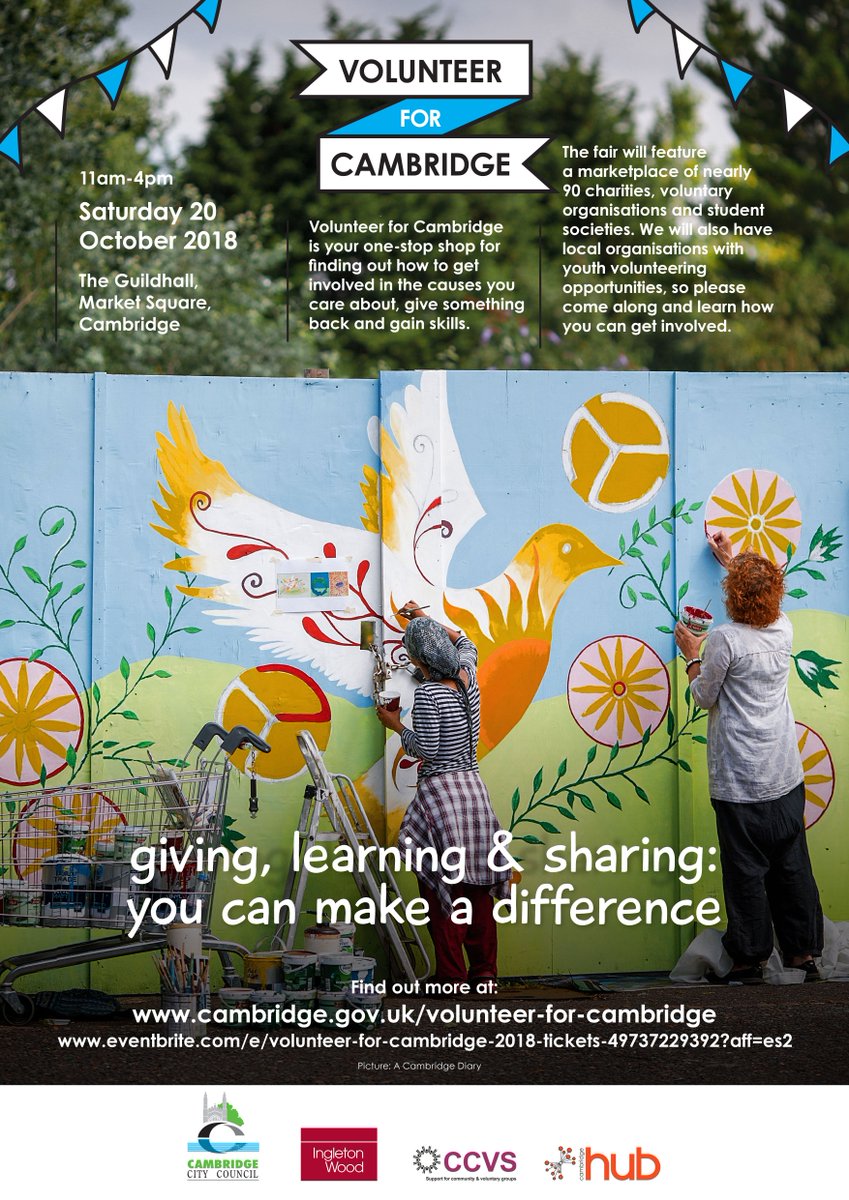 Headway_Cambs's tweet photo. Weโll be at #Vol4Cam at the Guildhall 20 Oct - come & see how you can make a difference for your city! #Volunteering https://t.co/aadDQSUZoO