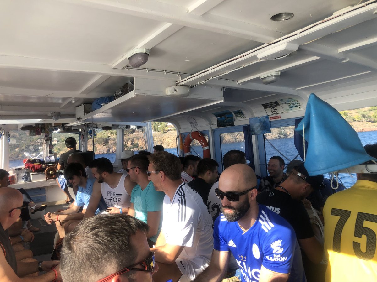 Kick_Up's tweet photo. Took a boat to the mainland to play the @Nordeus football tournament. The blue team won, yay us! Now it’s time to get in the sea. #lifeatnordeus #hittingpause https://t.co/ko3zo7dCXE