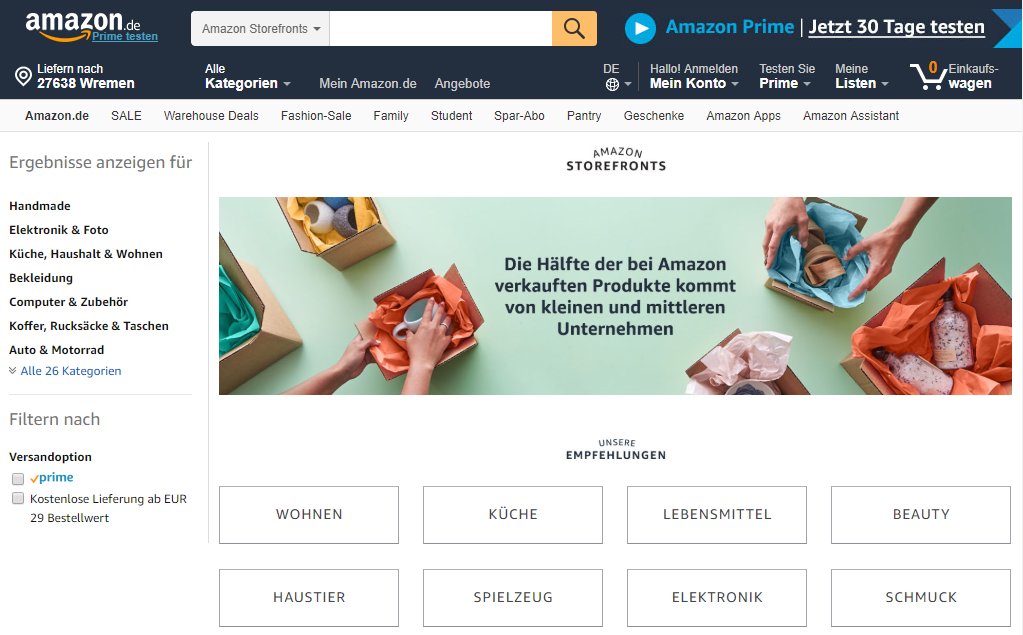 #Amazon startet Onlineshop ausschließlich für kleine und mittlere Unternehmen: Amazon #Storefronts. Der Fokus liegt auf den Personen hinter den Produkten. Anbieter stellen sich in Videos und Portraits vor. goo.gl/2ZXZMS