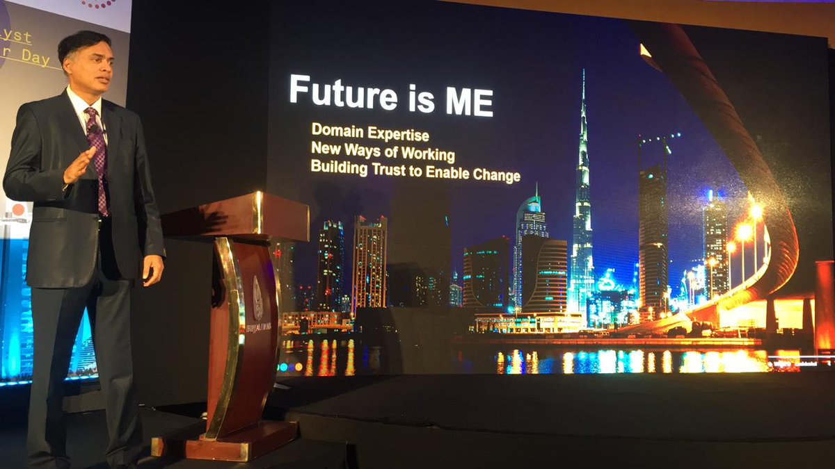 Wipro's tweet photo. "The #futureisme, the future is #ME!" Milan Rao, President, MIT & Communications, Wipro Limited talks about how our future is about #personalization #connectedness #trust & #innovation at the #WiproAnalystAndAdvisorDay https://t.co/cjRbXwiA8R