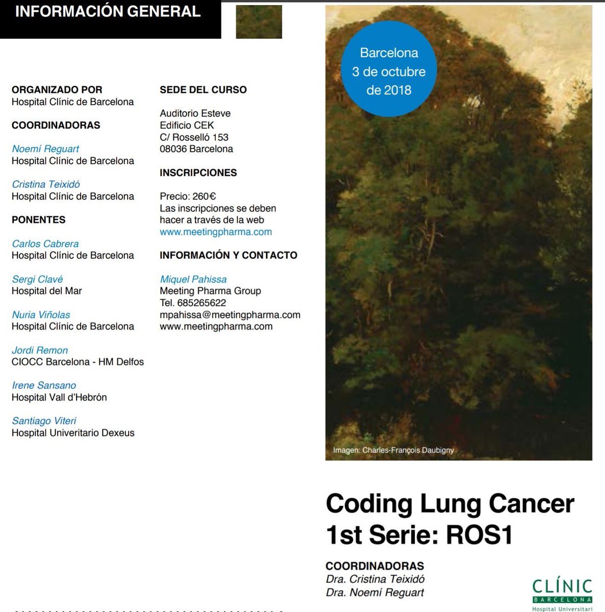 teixido_c's tweet image. Join us at the #CodingLungCancer 1st Serie #ROS1 Meeting held in  @idibaps @hospitalclinic next October 3rd. @NReguart @SansanoValero @stuiteri @ccg_galvez @JordiRemon  @sergiclave #biomarkers #lungpath #lungcancer #nanostring #ngs #ihc #fish #onco #lungoncology