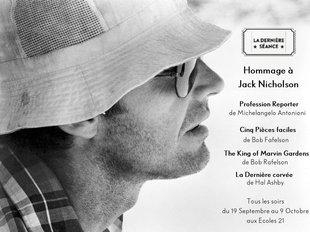 CameliaFilms's tweet photo. Nouvelle saison pour notre "dernière séance" à retrouver chaque soir 🎟️
On commence avec un hommage à #JackNicholson à travers quatre films : PROFESSION REPORTER de #Antonioni, LA DERNIERE CORVÉE de #Ashby, CINQ PIECES et THE KING OF MARVIN GARDENS de #Rafelson ! https://t.co/yslKa9jLIM