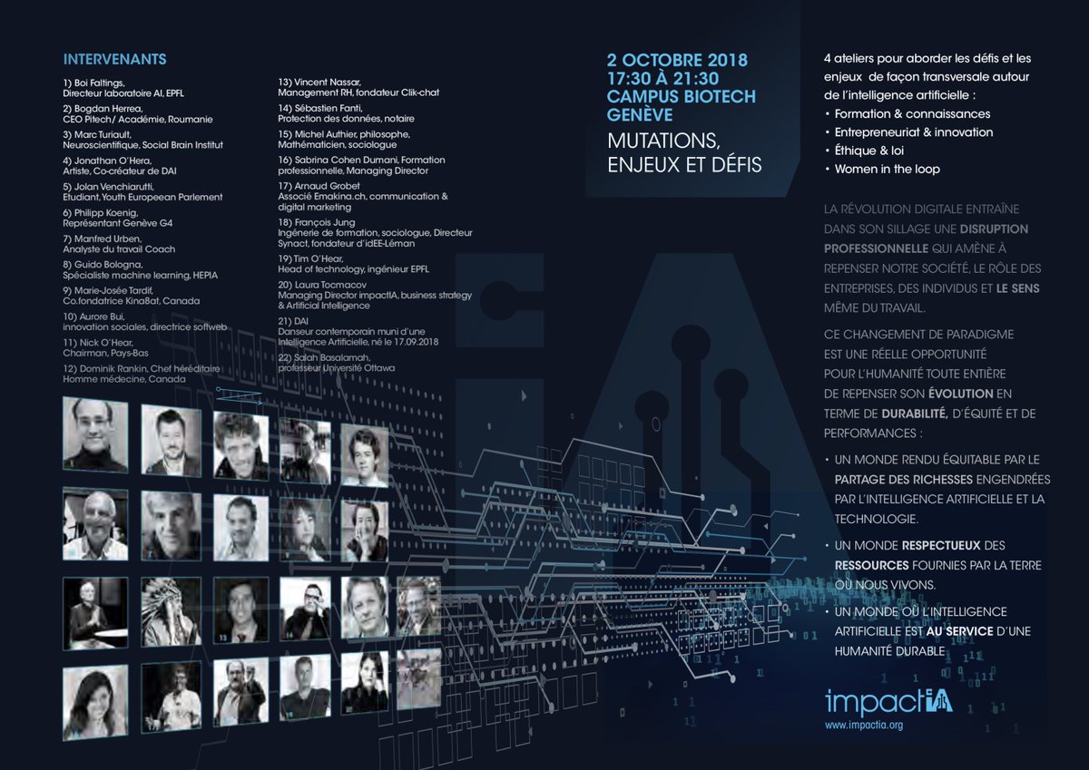 CampusBiotech's tweet photo. On Oct 2nd, from 5.30pm to 9.30pm, @impactia_org organises a conference on the challenges of #ArtificialIntelligence on the future of work. 🤖
#AIExpertDays #ArtificialIntelligenceImpact https://t.co/hx2nmhHiOX