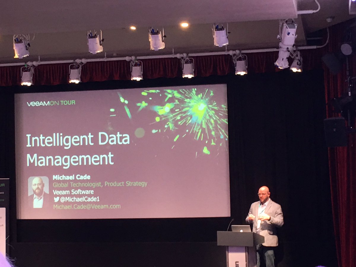 mcbride_ruairi's tweet photo. After intros #VeeamONTour gets underway with @MichaelCade1 looking forward to hearing more on #HyperAvailability and why @Veeam_UKI are No1 in the UK B&amp;R space https://t.co/8KEIMf6S8O