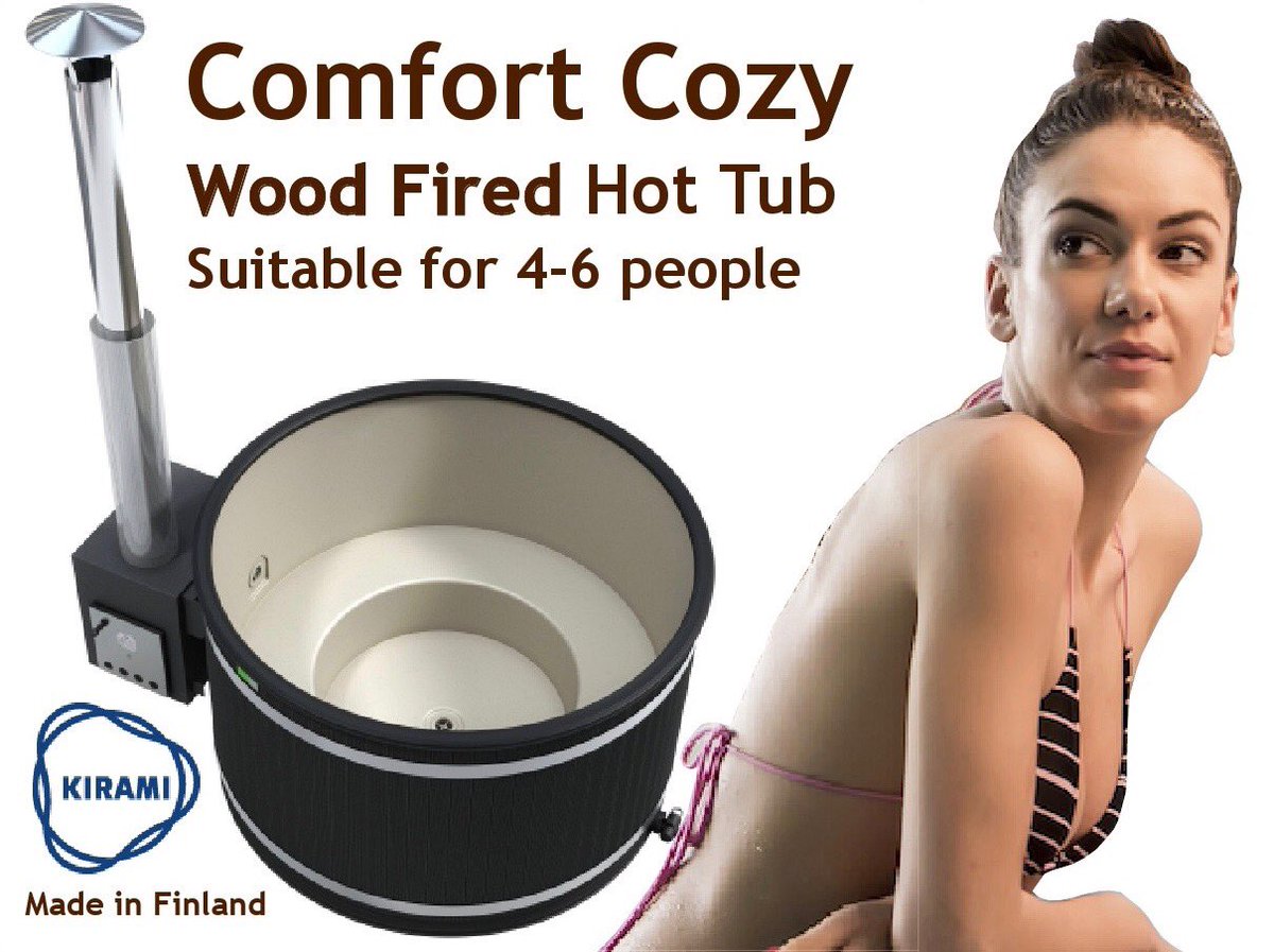 Ideal for glampsites and holiday lets. Kirami Cozy hot tub now on offer at £2,999 with free cover, step and drinks holder. Beautiful design with practical and safe features. woodfirewater.co.uk <a href="/GlampingShow/">Storyteller</a> #glamping #hottubs