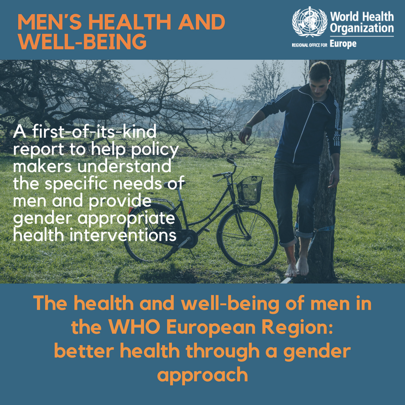 WHOatEU's tweet photo. The new report on #menshealth and well-being in the European Region presents highlights on the status of men’s health and helps policy-makers understand the specific needs of men, so they can provide gender appropriate responses. #RC68Rome https://t.co/lF4Grr9Syp https://t.co/kaXy9jthqJ
