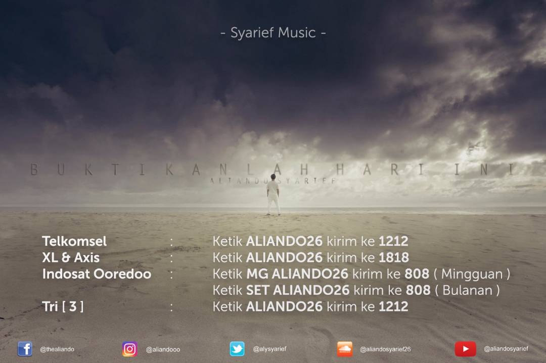 Yuu Aktifkan single <a href="/alysyarief/">Aliando Syarief.</a> Buktikanlah Hari ini <a href="/AliandoFan/">OFFICIAL ALICIOUS</a> jd pengganti Tut Tut Tut. Tinggal ketik ALIANDO26 sesuai Provider kamu yah.