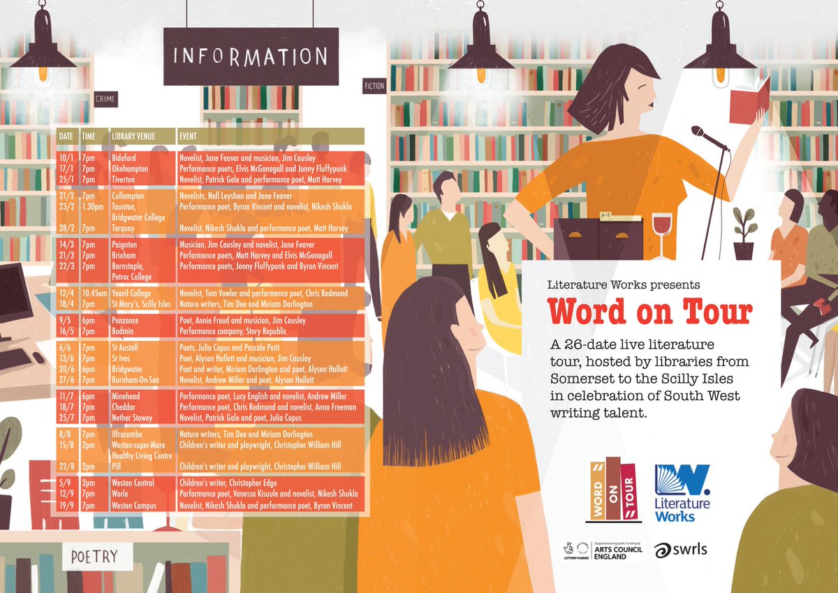WordonTour's tweet photo. It's Wednesday so it must be Weston. @TheCampus_WsM TONIGHT. What do you get if you mix two writing talents? https://t.co/xrw9WE8W6A &amp; https://t.co/rgRradMKYr? Come find out &amp; join us for some informal chat, tickets here: https://t.co/x6w9FKlSqW or come for free. Chairs provided. https://t.co/Hyso9tMqC0