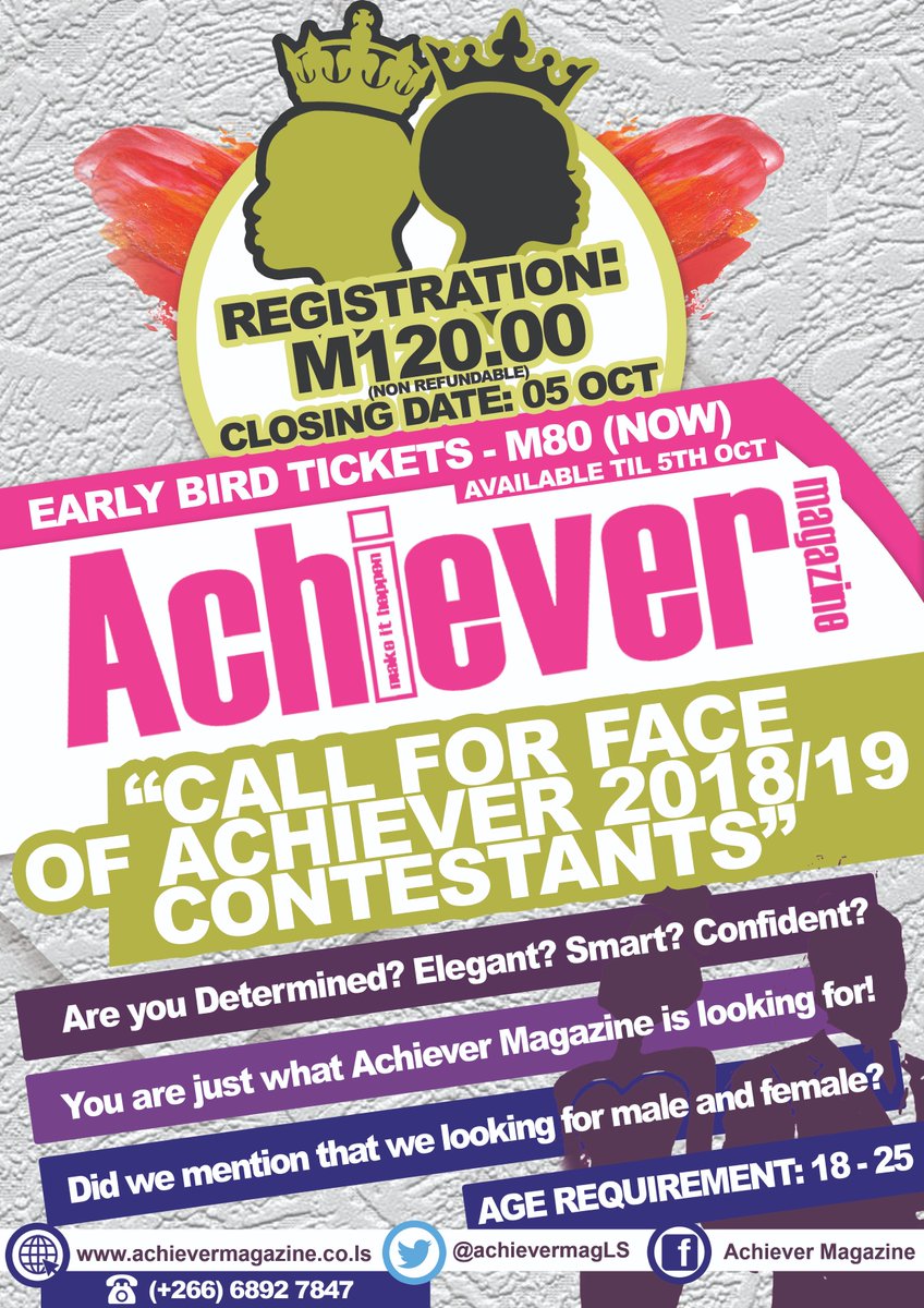 If you are Determined,Elegant,Smart and Confident we are looking for you!
Register now for face of achiever 2018, get your form at our offices at metcash!
#Face_Of_Achiever