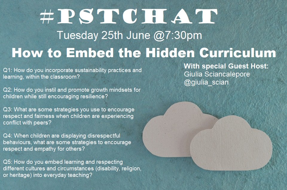 MrJ_Wigg's tweet photo. We are all set for our last #pstchat for Term 3 with our special guest host @giulia_scian as we talk all things about how to embed the hidden curriculum into our teaching. Please come join @Angie8881 @stephygsalazar  and myself same time of 7:30pm next Tuesday! #aussieED https://t.co/dwNzMYrNpX
