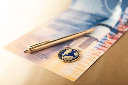 FisherPenCo's tweet image. INTRODUCING THE AG7-LE Limited Edition Apollo 7 50th Anniversary Gold Titanium Astronaut Space Pen &amp;amp; Coin Set #FisherSpacePen #50yearsinspace #anniversary #limitededition