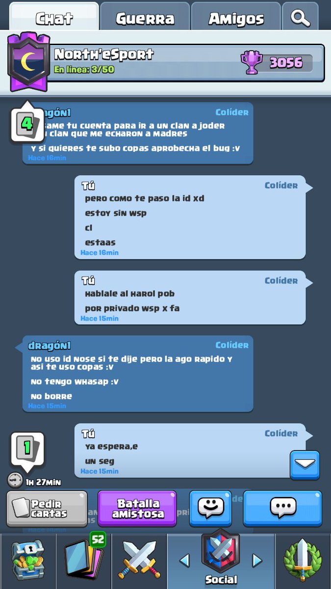 Chicos tenemos problemas con esta cuenta es de un compañero de clan y están usando su cuenta sin permiso cambio todas las recuperaciones de su correo y aún sigue si alguien sabe de sus primeros dueños Avisen porfa no la denuncien <a href="/CriticalG_CR/">Critical Gaming</a> <a href="/laloalz/">Eduardo Leon</a> <a href="/Darkxovat/">Tavo X</a> <a href="/ComunidadCrCh/">Comunidad Chilena de CR</a>