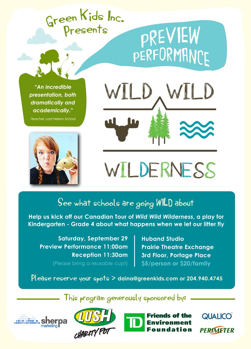 Hey Winnipeg!
Help us kick off our Canadian tour of Wild Wild Wilderness.
Best suited for families, puppet-lovers, plastic dislikers, and conservationists.