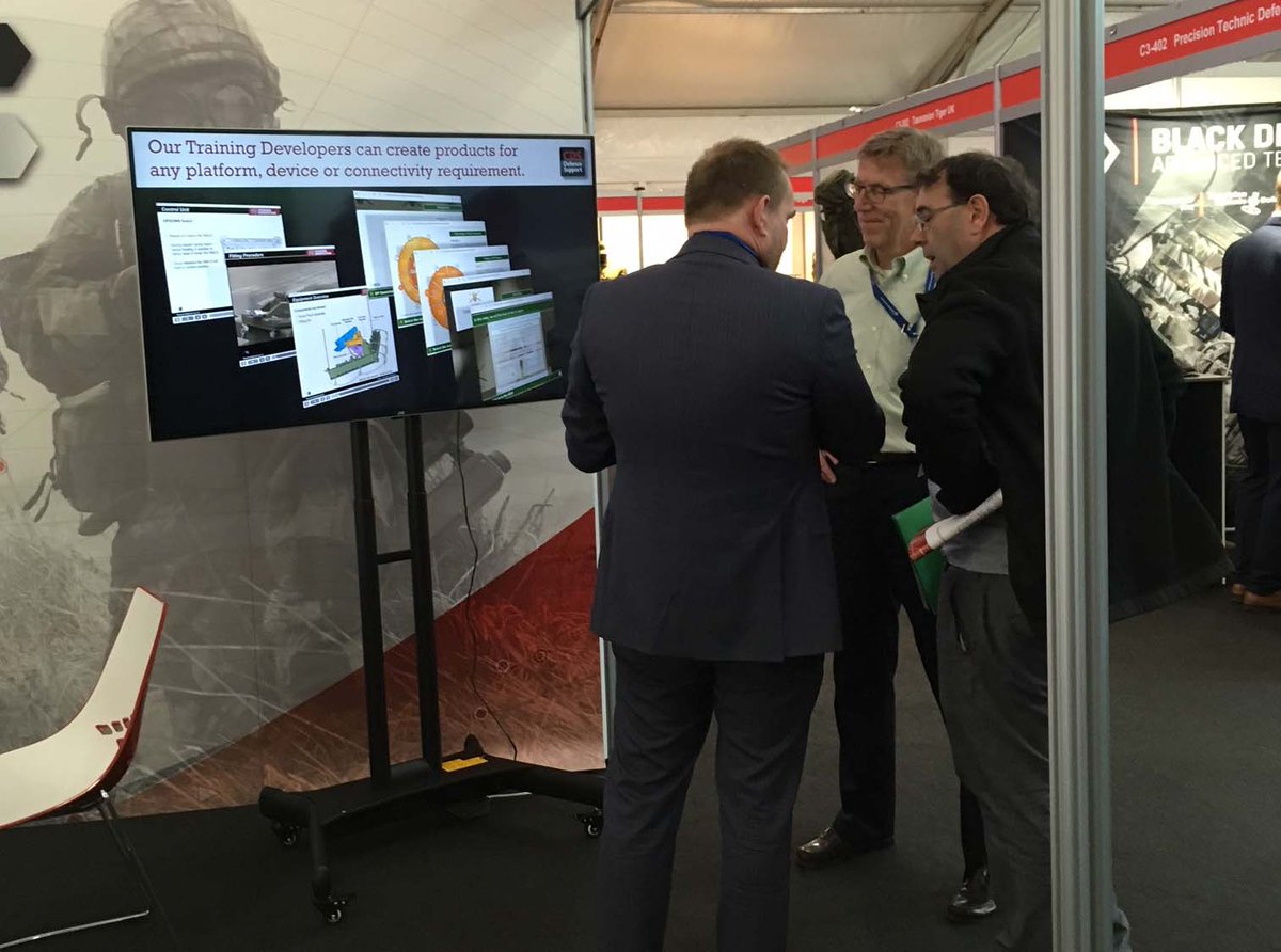 CDS_Defence's tweet photo. CDS DS were delighted to welcome Roddy Malone, Head of Operational Support Programmes at DE&S and his US partner Tim Goddett to our stand to understand our thoughts on where Tech Docs and Training meet, and what part developing technologies play in this #dvd2018 #deands #techdocs https://t.co/fiC8uu0t88
