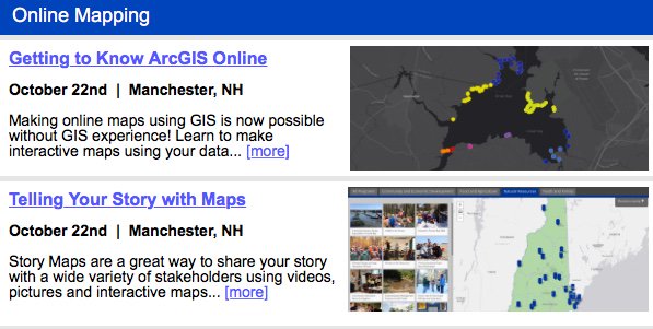 Learn about #ArcGISPro, #ArcMap, #ArcGISOnline, #Survey123 and #StoryMaps at our <a href="/UNHExtension/">UNH Extension</a> workshops at <a href="/UNHManchester/">UNH Manchester</a> this October - bit.ly/2MRlpbi