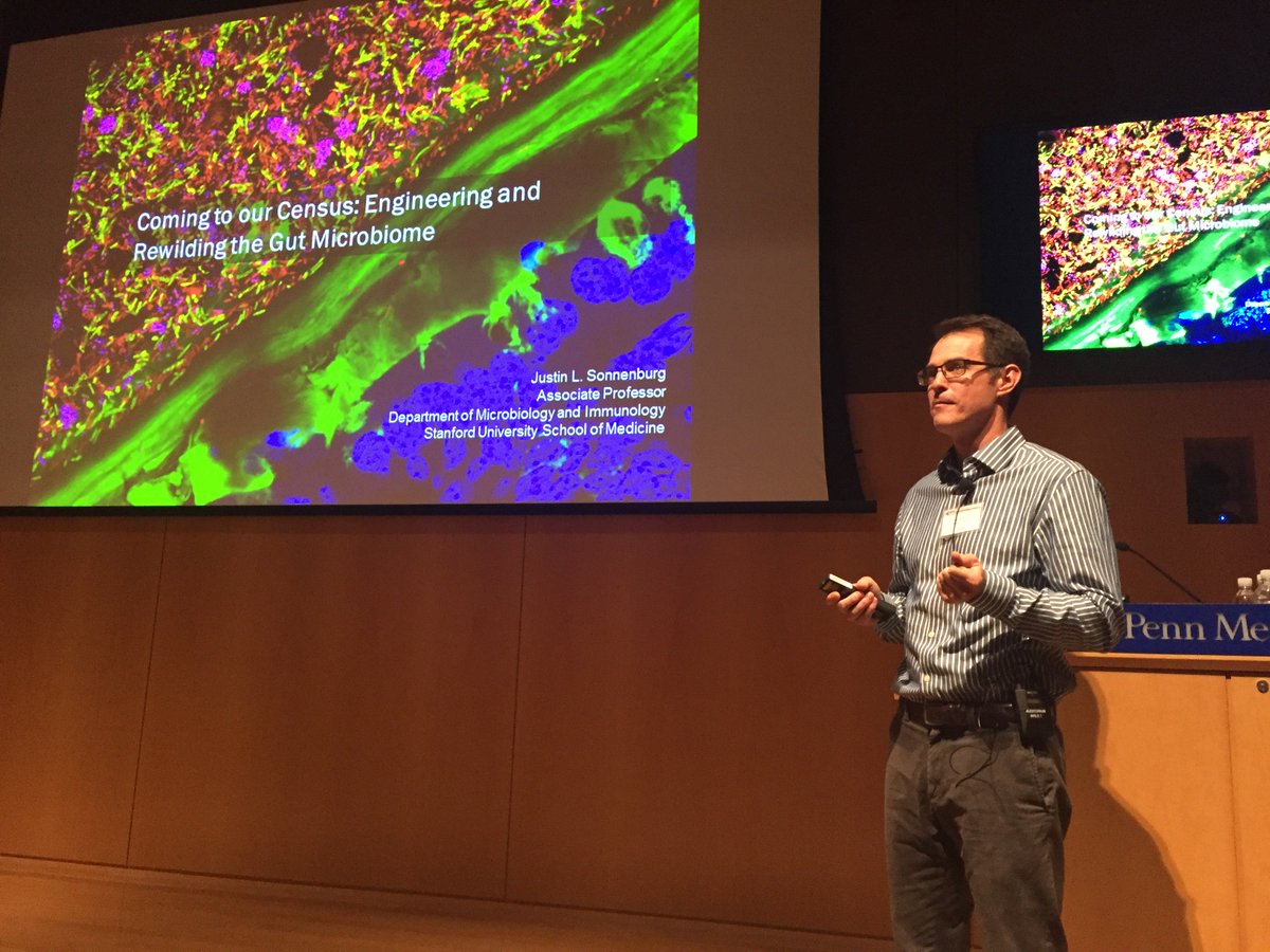 Terrific talk by Justin Sonnenburg on engineering of the gut microbiome at @Penn_IFI Systems Immunology Symposium