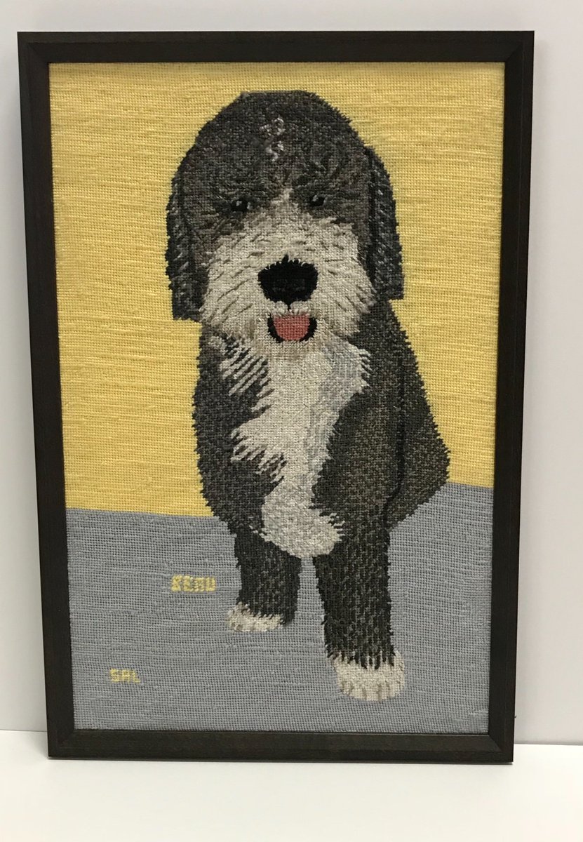 vjsstudio1023's tweet photo. The talented @salsalandra brings such striking work in #needlepoint #Yearofthedog #art #artists #pictureframing #vjsstudioframers #easthampton #vjsstudio https://t.co/DsmoLoOzIG