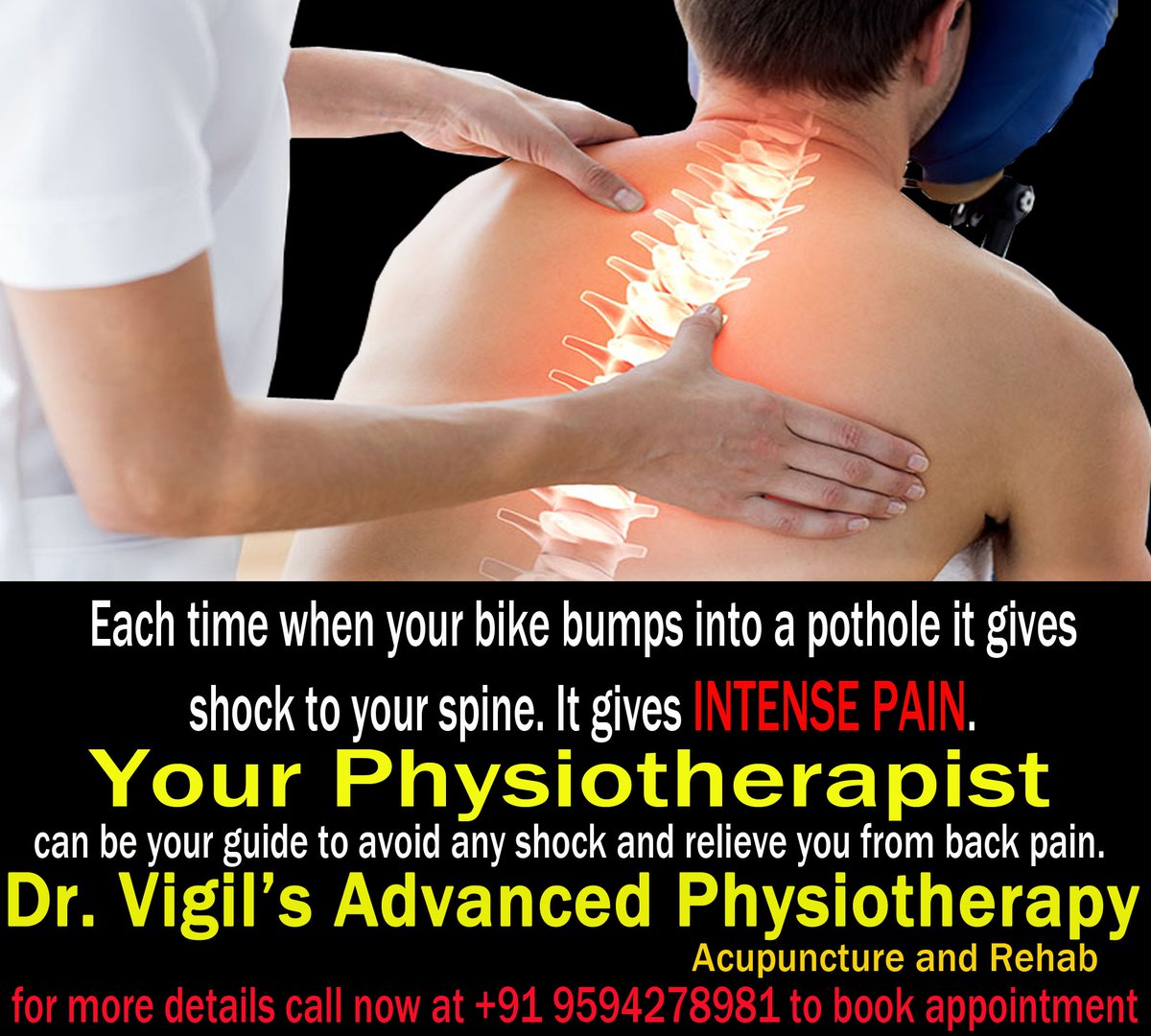 DrVigilPhysio's tweet photo. Each time when your bike bumps into a pothole it gives shock to your spine. It gives intense pain. Your Physiotherapist can be your guide to avoid any shock and relieve you from back pain. https://t.co/kqcA40M9cG

#backpain #neckpain #chronicpain #stress #injury #health https://t.co/iXLcZc3JMv