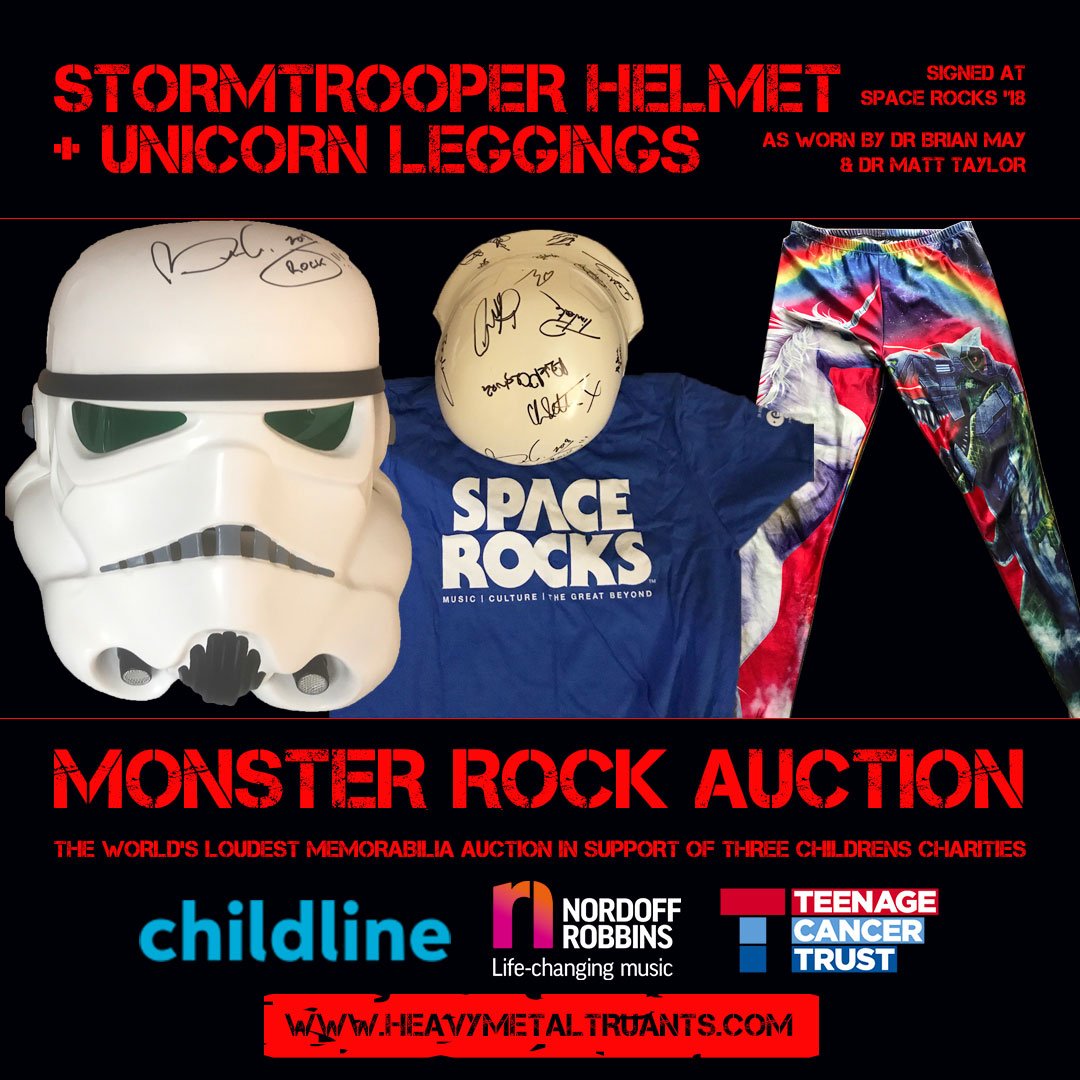 hmtruants's tweet photo. This amazing Stormtrooper helmet was signed by astronaut Tim Peake, Queen guitarist Brian May and many more at Space Rocks London! With bonus signed Unicorn leggings as worn by Matt and Brian 
https://t.co/KAFVcPUony

#auction #auctions #esa #spacerocks #stormtrooper #helmet https://t.co/VMjeqQM0Xf