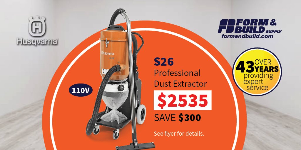 S26 deal ends September 30! Come get clean work space!
<a href="/HusqvarnaCA/">Husqvarna Canada</a> <a href="/HusqvarnaUSA/">HusqvarnaUSA</a> @formandbuildsupply 
#ProfessionalDustExtractor #Vacuum #NoDust #CleanAir #London #Hamilton #Kitchener #KitchenerWaterloo #Windsor #Mississauga #Toronto #The6ix
#WhatGreatCustomerServiceLooksLike!