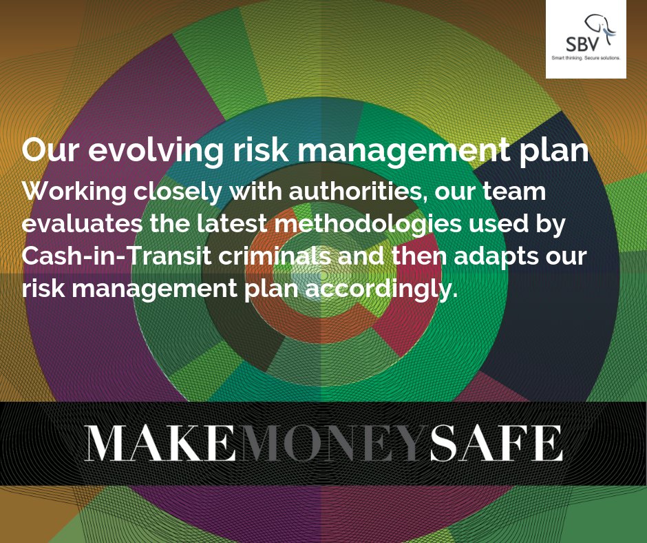 SBVSouthAfrica's tweet photo. We are constantly adapting and evolving to ensure the safe transport of cash - because when we #MakeMoneySafe, we make #MakePeopleSafe. We analyse each #CITRobbery, apply the lessons learnt and include the solutions in our risk management plan. https://t.co/QDSnpdbKlT