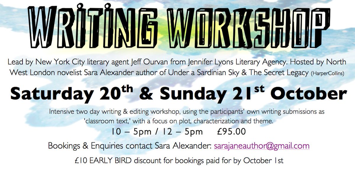 Delighted to host a third workshop in North West London lead by my wonderful literary agent @WriteWorkshopNY I wouldn't be sculpting my third novel today if I hadn't attended one such on that crisp Manhattan morning of December 2012. Set your story free!