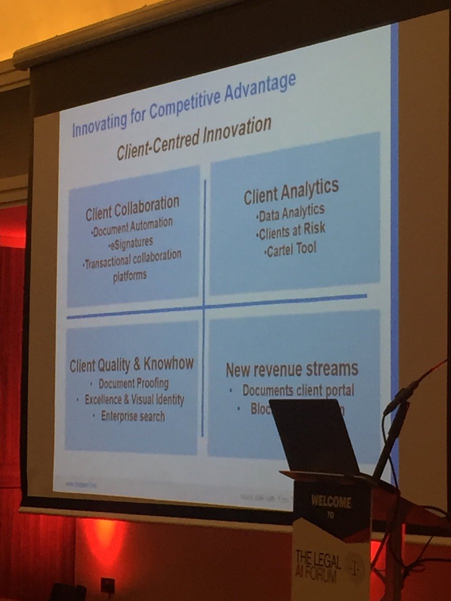 Do lawyers know what clients want and do they ask often enough? Good point Adam Hembury ⁦<a href="/DLAPiper/">DLA Piper</a> at #legalAI. Is document automation and proofing really innovative, don’t clients expect this anyway?