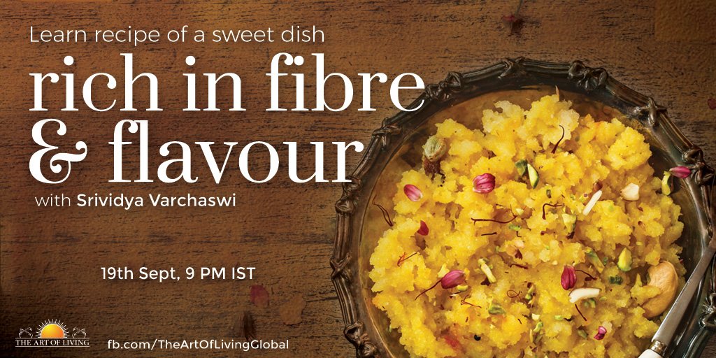 ArtOfLiving_KKD's tweet image. Learn how to make this uncommon halwa which is rich in fibre and flavour during your Navratri fast. Learn it from @srivinow at 9 PM IST on fb.com/TheArtofLiving… …. 

Know more about Navratri at artofliving.org/navratri  #navratrifast #fastingrecipe