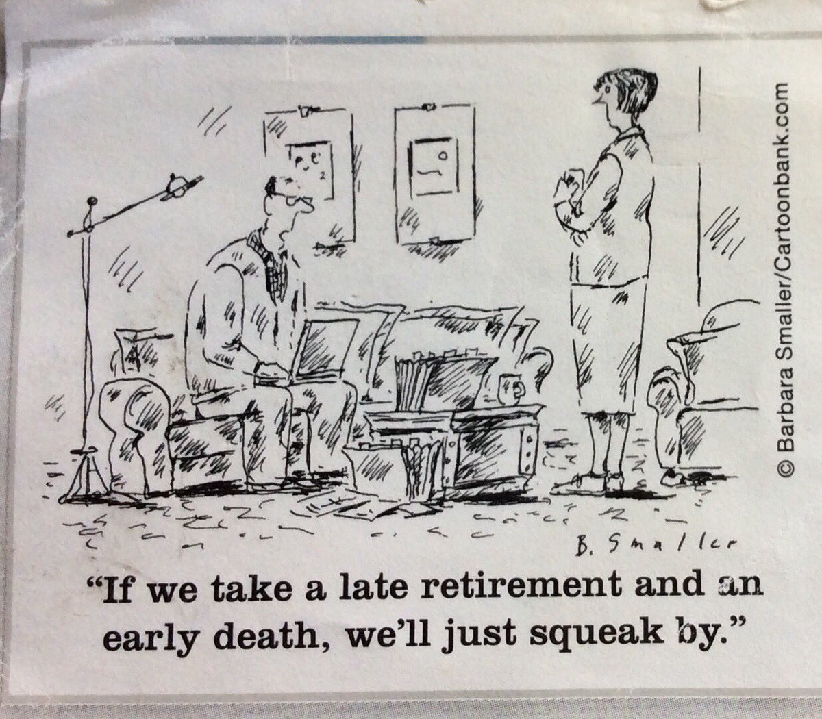 paintsandsings's tweet image. @JaneCaro This cartoon has always amused me...it’s very close to the bone . #retirement