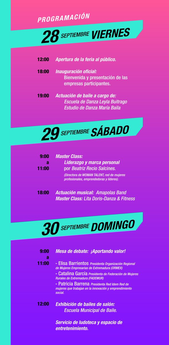 aytovvaserena's tweet photo. ¡Aportando valor! es el lema de la tercera edición de la Feria de Empresarias y Emprendedoras que se celebrará los próximos días 28, 29 y 30 de septiembre en el Pabellón Juan Hidalgo.
🧜‍♀️➕ℹ👉 https://t.co/9a3AIK1XgX https://t.co/TIMiZXjreF