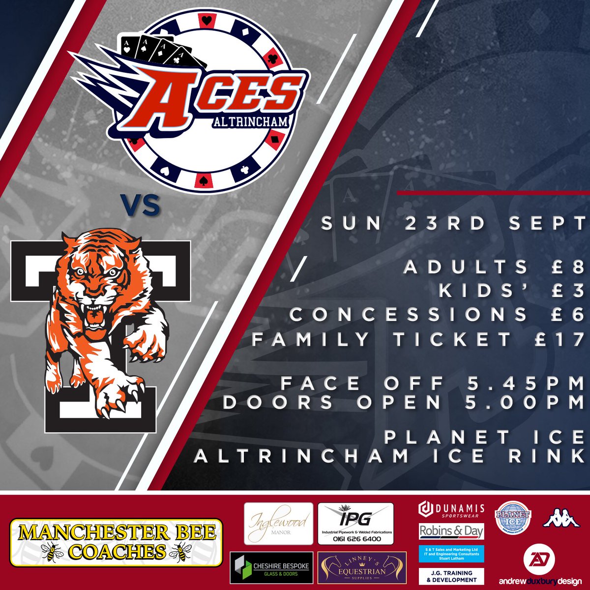 Altrincham Aces (@altyaces) on Twitter photo Aces are back in action this weekend, with their first double header match-up of the season. On Saturday we face <a href="/Bulldogsihc/">Bradford Bulldogs</a> on the road at <a href="/bradfordice/">Bradford Ice Arena</a>, before facing <a href="/Telford_Tigers/">Autocraft Telford Tigers</a> on Sunday in our 1st home game of the season. #aces #altrincham #doubleheaderweekend Aces are back in action this weekend, with their first double header match-up of the season. On Saturday we face <a href="/Bulldogsihc/">Bradford Bulldogs</a> on the road at <a href="/bradfordice/">Bradford Ice Arena</a>, before facing <a href="/Telford_Tigers/">Autocraft Telford Tigers</a> on Sunday in our 1st home game of the season. #aces #altrincham #doubleheaderweekend