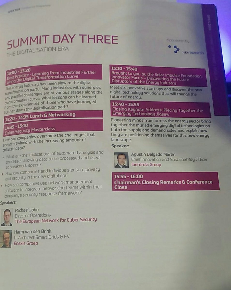 GPEX Event (@gpexevent) on Twitter photo Last sessions of #GPEXevent starting now, join us in cc3! <a href="/solarimpulse/">Solar Impulse Foundation</a> solutions, <a href="/Iberdrola/">Iberdrola</a> <a href="/ENCS_CyberSec/">ENCS</a> @innogy_en are presenting! Last sessions of #GPEXevent starting now, join us in cc3! <a href="/solarimpulse/">Solar Impulse Foundation</a> solutions, <a href="/Iberdrola/">Iberdrola</a> <a href="/ENCS_CyberSec/">ENCS</a> @innogy_en are presenting!