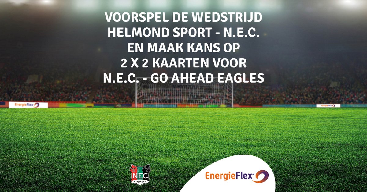 Wil jij kans maken op wedstrijdkaarten voor <a href="/necnijmegen/">N.E.C. Nijmegen</a> - Go Ahead Eagles? Voorspel dan de juiste eindstand van Helmond Sport - N.E.C. in een reactie op ons Facebook bericht: ow.ly/bHMI30lSNzw #necgae #helnec