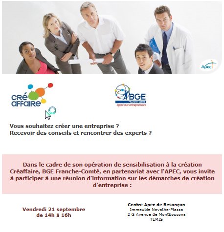 ApecBFC's tweet photo. Vous avez l'envie, l'âme, la flamme du créateur?
Venez en échanger avec l'Apec et @BGEFrancheComte ce vendredi au centre Apec de Besançon.
Inscription en ligne sur accueil.bfc@apec.fr https://t.co/X3Emi5LKjP