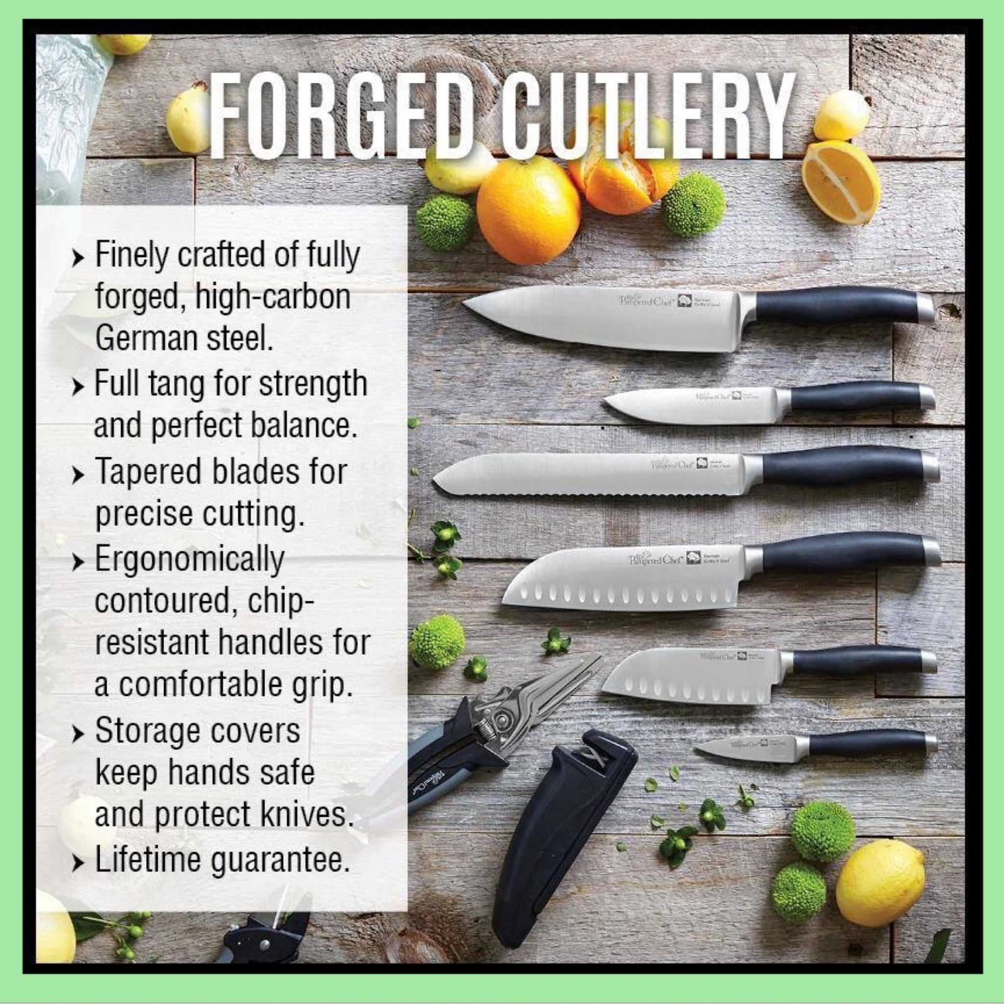 Julie with Pampered Chef on X: A quality knife is a must-have for any  kitchen. These knives start sharp and stays sharper for longer. They are  fully forged from a single piece
