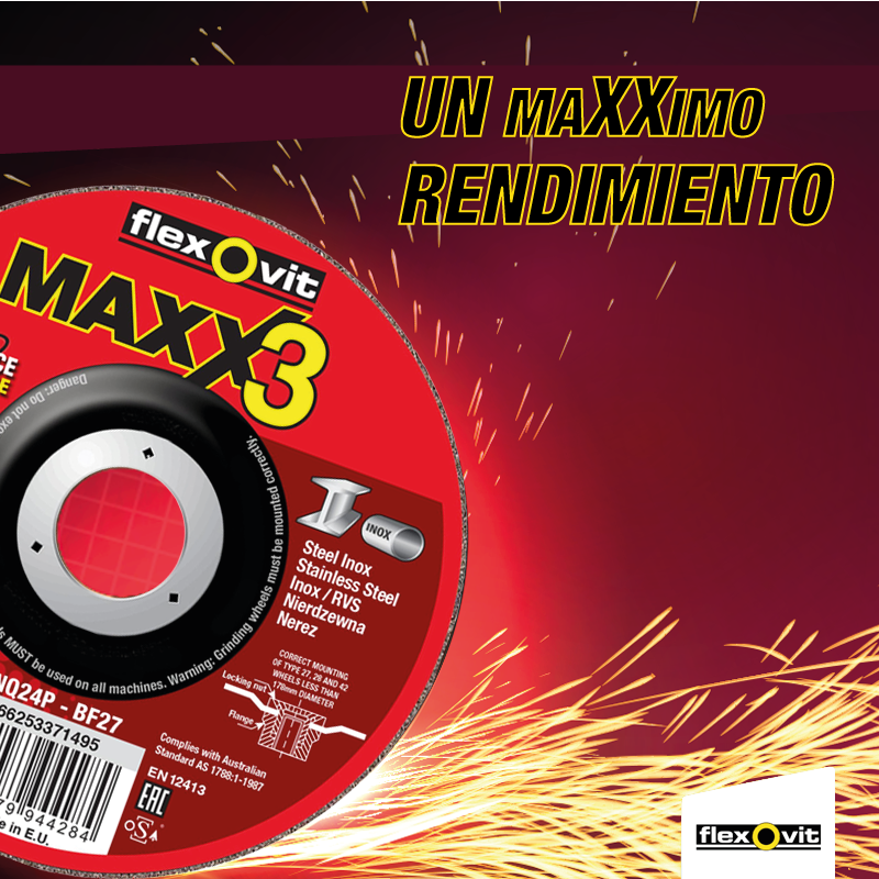 Flexovit_ES's tweet photo. Descubre las ventajas que tiene trabajar con el disco Flexovit MAXX3:
👉maXXImo confort para el trabajador.
👉maXXima duración del disco.
👉maXXIma eliminación de material.
En definitiva, un maXXimo rendimiento.
🔋🔋🔋

https://t.co/GFYvvCluPL

#Flexovit
#Maxx3
#Abrasivo https://t.co/ewEV9gl24t