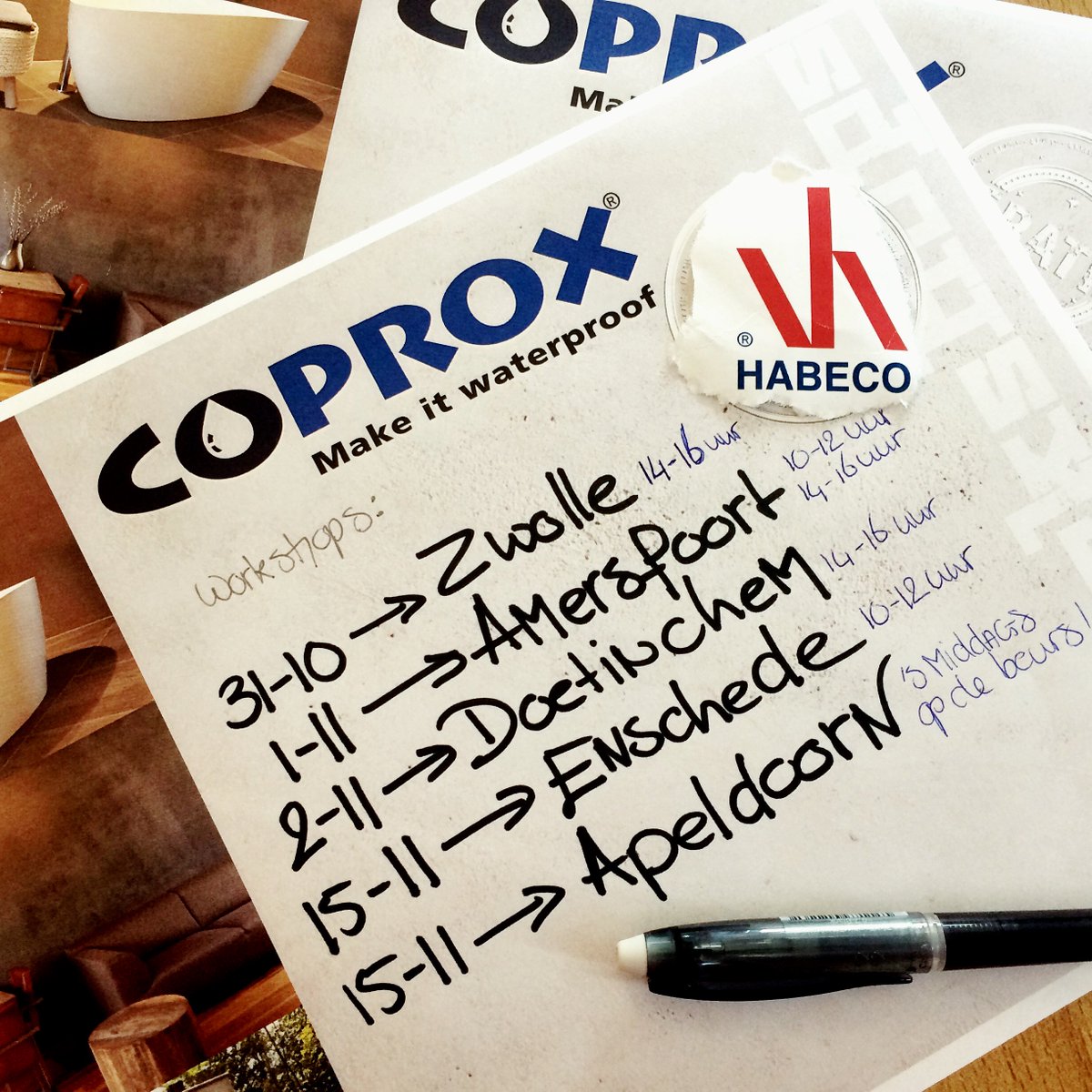 HabecoBV's tweet photo. De planning van de #GRATIS #workshops met #Coprox krijgt vorm. Complete #trainingen inclusief #startpakket volgen nog...
Graag aanmelden! Dan zorgen wij dat er plek voor jou is 🙂
#verfgroothandel #betonlook #waterproof #vloeren #wanden #gevels #meubilair #plafonds #vakman https://t.co/h2mXuf6gGM