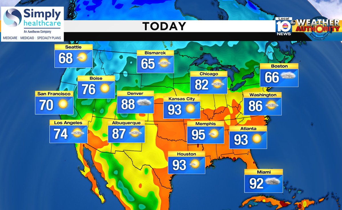 Here is the national forecast for today Presented by Simply Healthcare https://t.co/kGjYFvC78b