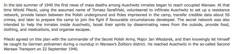 19 September 1940 | Witold #Pilecki, a member of the Secret Polish #Army, knowingly let himself be caught by German policemen during a roundup in #Warsaw to get arrested &amp; be sent to #Auschwitz to set up a #resistance network there. The mission was a success.