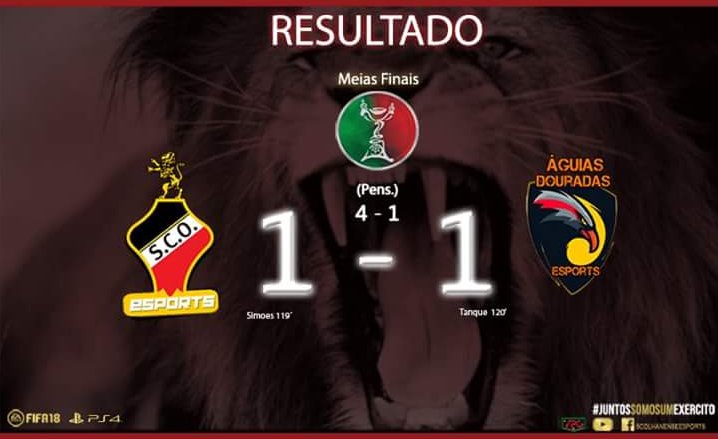 RESULTADO FINAL⚽
Olhanense eSports 1-1 Águias Douradas eSports (4-1 nas G.P) ✔️

Estamos na final da Taça de Portugal, depois de uma grande vitória conseguimos o nosso principal objetivo, a chegada à final da Taça, agora é trabalhar duro para quinta trazer-mos o caneco 💪⚽💥