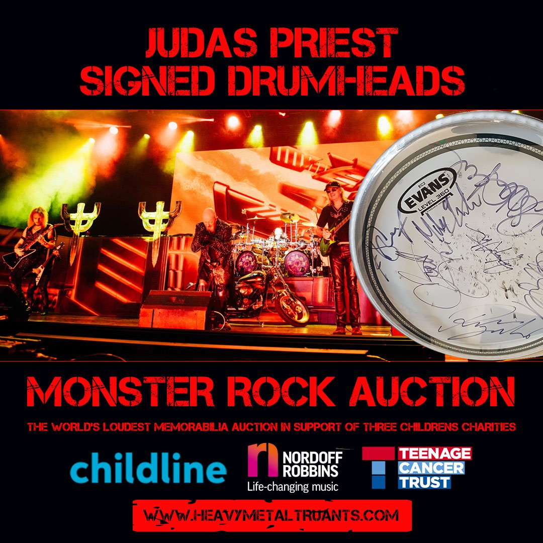 Charity auction @hmtruants: A set of 3 drumheads from the recording session of Firepower!
All signed, not only by Scott, but Glenn, Rob, Richie, Ian and producer Andy Sneap. 

givergy.com/listing/heavy-…

#heavymetaltruants #hmtauction #metalmaniacs #judaspriest #firepower
