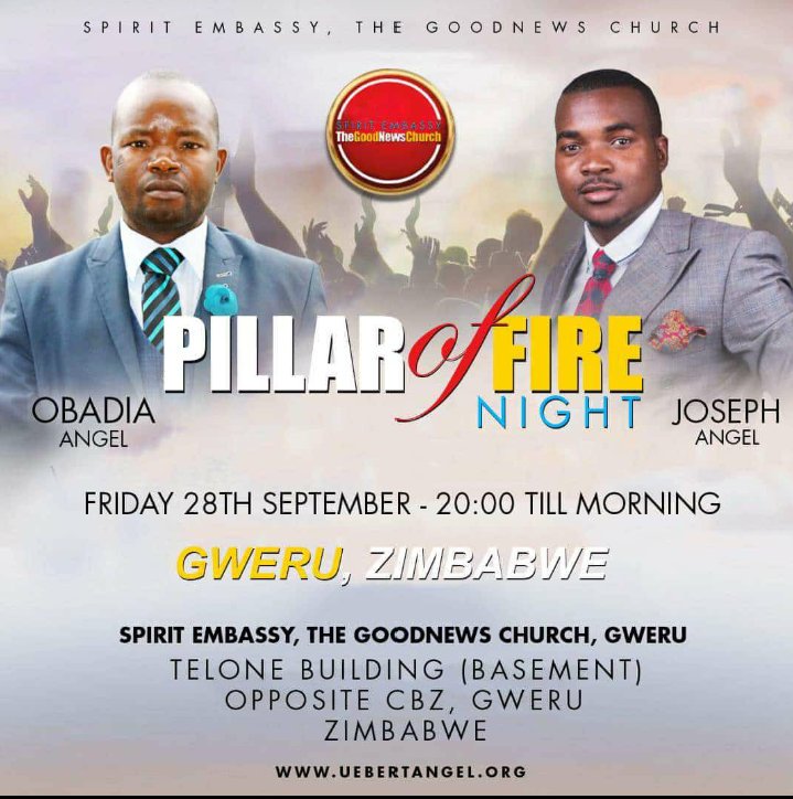 mutausi_o's tweet photo. Are you Ready Spirit Embassy Gweru. My brother Joseph Angel and I will be there under the elements of our Parents @uebertangel @beverlyangel. A must attend night. ##obadiaangel #Josephangel #tgncgweru #pillaroffire. https://t.co/cIyQosaaID